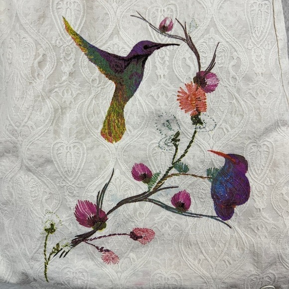 Pillin Girl's Jacquard Hummingbirds Dress Cream Sleeveless Size 4 - Picture 4 of 7